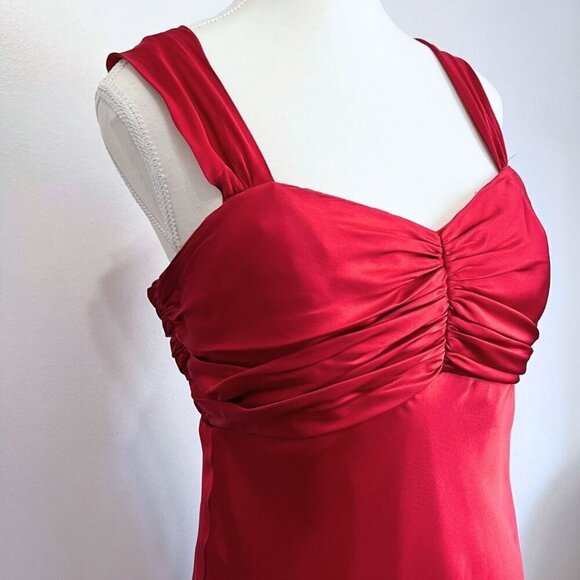 AGILITA BURGUNDY SATIN SWEETHEART LONG EVENING FORMAL DRESS - L - Picture 4 of 9